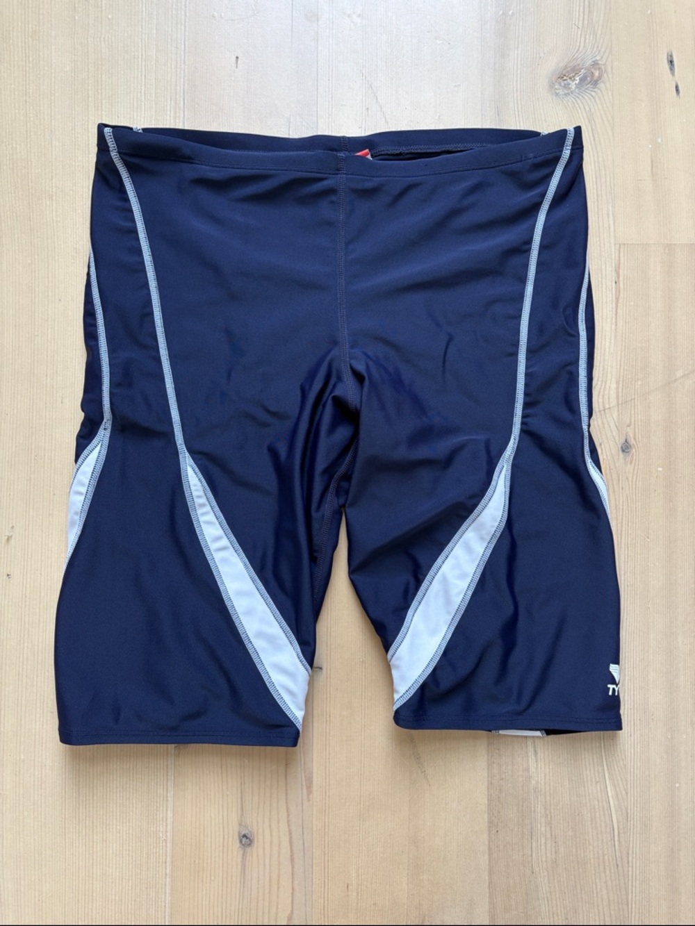 TYR Men's Navy Swim Jammer with White Panels - Size 36